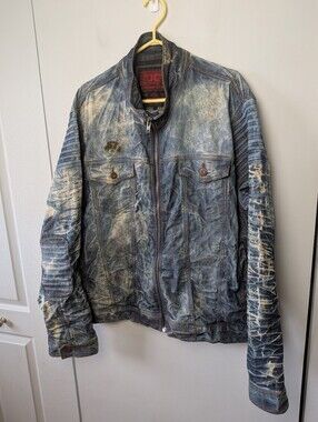 VTG JORDAN CRAIG Legacy Edition Jeans Jacket Size 2XL 99% Cotton Bikercore